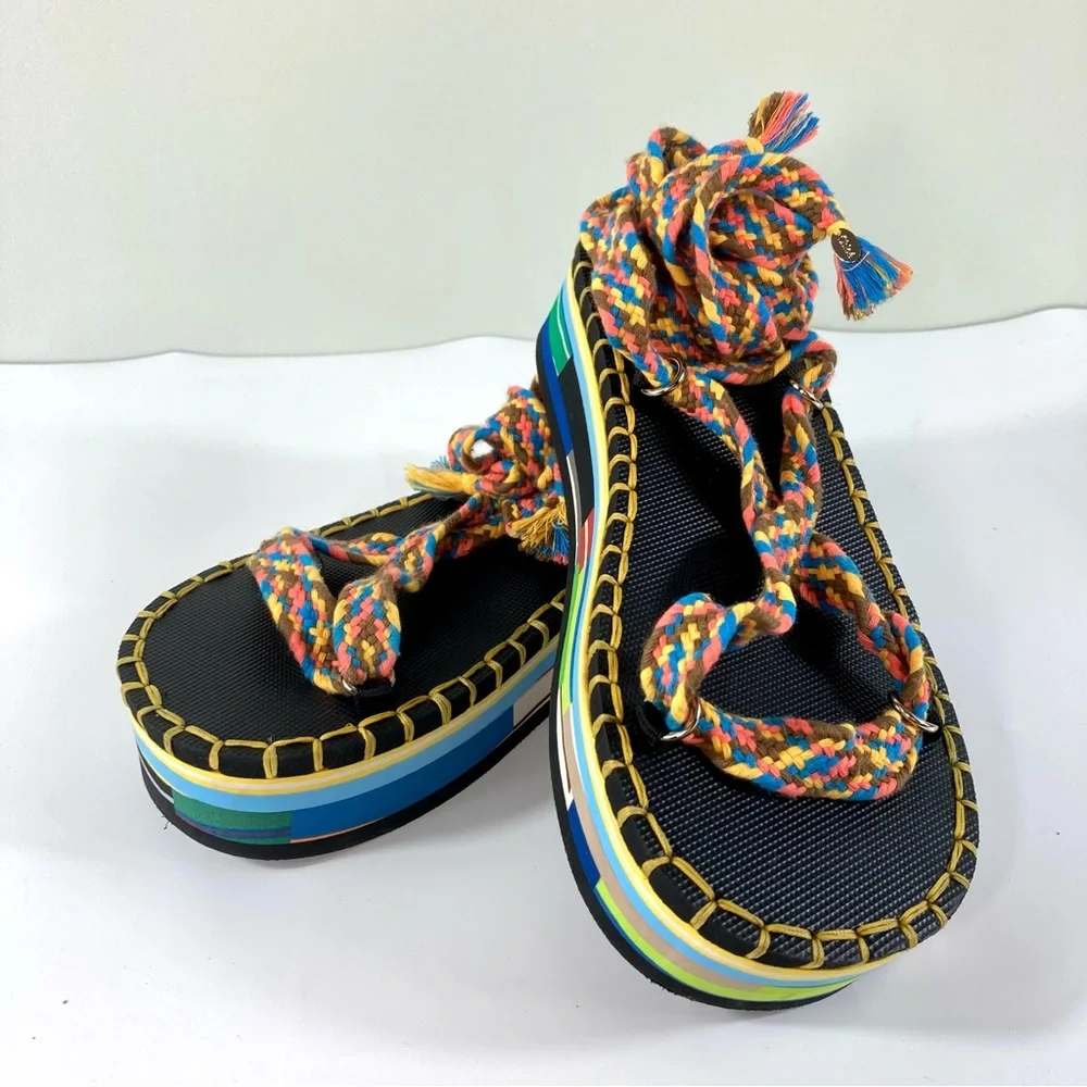 Chloe Lou Strappy Platform Sandals US 7 NWT 37 Summer Beach - Picture 7 of 17